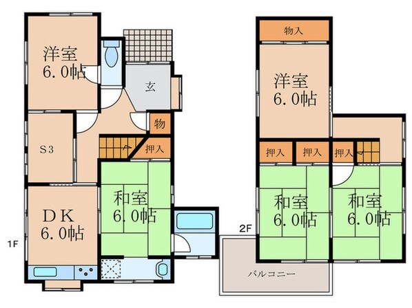 千里丘下浅野貸家の物件間取画像